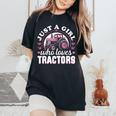 Cute Tractor Pink Just A Girl Who Loves Tractors T-shirt comoda oversize da donna Black