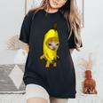 Donna Carino Banana Cat Happy Bananacat Meme Kitty Cat Lovers Meme Con Collo A T-shirt comoda oversize da donna Black