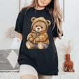 Donna Simpatico Orsacchiotto Per Uomini Donne Bambini Con Collo A T-shirt comoda oversize da donna Black