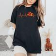 Ekg Heartbeat Turkey Nurse Nursing School Fall Thanksgiving Women's Oversized Comfort T-Shirt Black