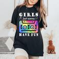 80S 90S Girls Just Wanna Have Fun Cassette Vintage Women's Oversized Comfort T-Shirt Black