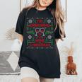 Wine Drinking Wine Lover Ugly Christmas Sweater Party Women's Oversized Comfort T-Shirt Black