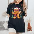 Gingerbread Man Cookie Santa Claus Hat Christmas Boys Girls Women's Oversized Comfort T-Shirt Black