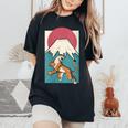 Japonais Tigre Aesthetic Japan Mt Fuji Fujiyama Sunintage T-shirt oversize confortable pour femme Black