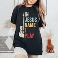 In Jesus Name I Play Guitar Christian Band Chitarra T-shirt comoda oversize da donna Black