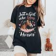 Just A Girl Who Loves Horses Vintage Horse Women's Oversized Comfort T-Shirt Black