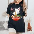 Kawaii Ramen Neko Uomini Donne Bambini Giapponese Noodle Anime T-shirt comoda oversize da donna Black