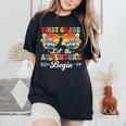 Let The 1St Grade Adventure Begin First Grade Teacher Women's Oversized Comfort T-Shirt Black