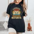 Livello Sbloccato Maturità Divertente Diploma Laurea T-shirt comoda oversize da donna Black