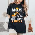 Mom Of The Birthday Boy Construction Boy's Birthday Party Women's Oversized Comfort T-Shirt Black