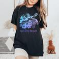 Navarre Beach Florida Sea Turtle Flowers Surfer Souvenir Women's Oversized Comfort T-Shirt Black