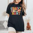 Retro Groovy Aunt 1St Birthday Auntie Matching Family Hippie Women's Oversized Comfort T-Shirt Black
