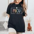Retro Micu Nurse Icu Medical Rainbow Team Critical Care Women's Oversized Comfort T-Shirt Black
