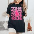 Retro Taylor First Name Personalized 80'S Pink Girl Women's Oversized Comfort T-Shirt Black