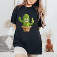 Ridere Cactus Con Pollice In Su Signal Costume T-shirt comoda oversize da donna Black