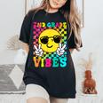 Second Grade Vibes Smile Face Back To School Second Grade Women's Oversized Comfort T-Shirt Black