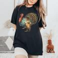 Thanksgiving Retro Vintage Turkey Fall Thankful Thanksgiving Women's Oversized Comfort T-Shirt Black