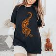 Tigre Illustration Chasse Animal Félin Homme Cadeau T-shirt oversize confortable pour femme Black
