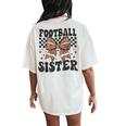 Coquette Bow American Football Sister Game Day Thanksgiving Women's Oversized Comfort T-Shirt Back Print Ivory