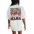 Football Mama Coquette Bow Football Game Day Sport Mom Women's Oversized Comfort T-Shirt Back Print Ivory