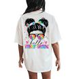 Hello Third Grade Messy Bun Tie Dye Back To School Women's Oversized Comfort T-Shirt Back Print Ivory