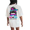 Messy Bun Pink Or Blue Auntie Loves You Gender Reveal Women's Oversized Comfort T-Shirt Back Print Ivory