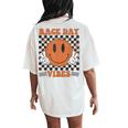 Race Day Vibes Checkered Flag Car Racing Mom Dad Race Car Women's Oversized Comfort T-Shirt Back Print Ivory