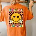 Choose Kindness Retro Groovy Kindness Inspirational Women's Oversized Comfort T-Shirt Back Print Mustard