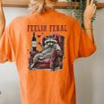 Feelin Feral Vintage Retro Raccoon With Wine Lovers Women's Oversized Comfort T-Shirt Back Print Mustard