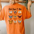 God Says I Am Butterfly Christian Jesus Lover Religious Women's Oversized Comfort T-Shirt Back Print Mustard