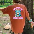 Just A Cute Girl Who Loves Anime And Ramen For Girls Women's Oversized Comfort T-Shirt Back Print Mustard