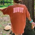 Preppy Cowgirl Varsity Pink Howdy Western Girls Women's Oversized Comfort T-Shirt Back Print Mustard