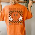 Race Day Vibes Checkered Flag Car Racing Mom Dad Race Car Women's Oversized Comfort T-Shirt Back Print Mustard