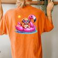 Cute Puppy Dog Pink Flamingo Summer Vibes Beach Lover Girls Women's Oversized Comfort T-Shirt Back Print Yam