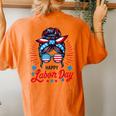 Happy Labor Day Labor Day Messy Bun Usa Flag Women's Oversized Comfort T-Shirt Back Print Yam