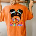 Hello Third Grade Messy Bun Tie Dye Back To School Women's Oversized Comfort T-Shirt Back Print Yam
