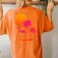 Pink Flamingo Summer Vibes Palm Trees Tropical Summer Women's Oversized Comfort T-Shirt Back Print Yam