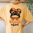 Bears Girl Retro Messy Bun Sports Fan Team Spirit Women's Oversized Comfort T-Shirt Back Print Mustard