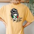 Ciao Bella Italian Flag Sunglasses Language Women's Oversized Comfort T-Shirt Back Print Mustard