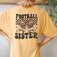 Coquette Bow American Football Sister Game Day Thanksgiving Women's Oversized Comfort T-Shirt Back Print Mustard