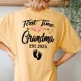 First Time Grandma 2025 Promoted To Grandma 2025 Women's Oversized Comfort T-Shirt Back Print Mustard