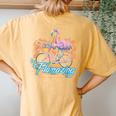 Be Flamazing Flamingo Bicycle Lover Summer Vibes Women's Oversized Comfort T-Shirt Back Print Mustard