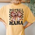 Football Mama Coquette Bow Football Game Day Sport Mom Women's Oversized Comfort T-Shirt Back Print Mustard