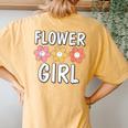 Groovy Flower Girl Proposal Wedding Bridesmaid Bridal Shower Women's Oversized Comfort T-Shirt Back Print Mustard