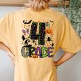 Halloween Spooky 4Th Grade Halloween Team Student Teacher Women's Oversized Comfort T-Shirt Back Print Mustard