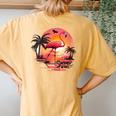 Summer Vibes Retro Groovy Summer Vibes Flamingo Women's Oversized Comfort T-Shirt Back Print Mustard