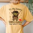 Virgo Queen Messy Bun It's My Birthday Black Woman Women's Oversized Comfort T-Shirt Back Print Mustard