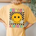 Choose Kindness Retro Groovy Kindness Inspirational Women's Oversized Comfort T-Shirt Back Print Yam