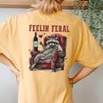 Feelin Feral Vintage Retro Raccoon With Wine Lovers Women's Oversized Comfort T-Shirt Back Print Yam
