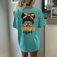 Bears Girl Retro Messy Bun Sports Fan Team Spirit Women's Oversized Comfort T-Shirt Back Print Chalky Mint
